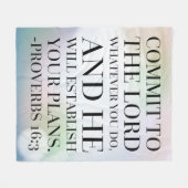 諺の16:3の聖書の引用文 フリースブランケット (正面(横))