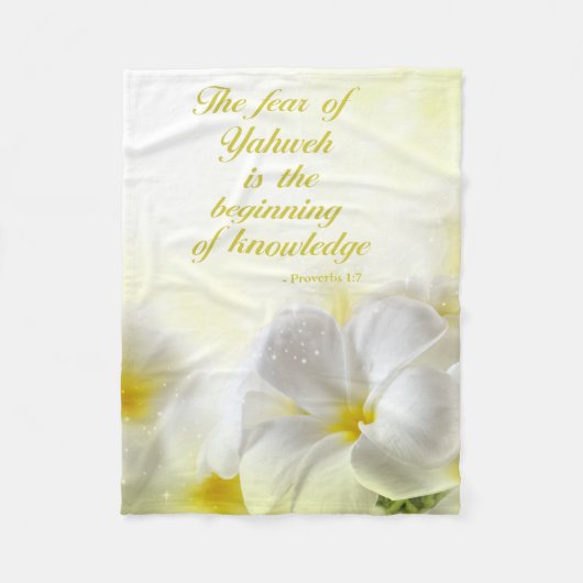 諺の1:7の聖書の詩|の花柄 フリースブランケット (正面)