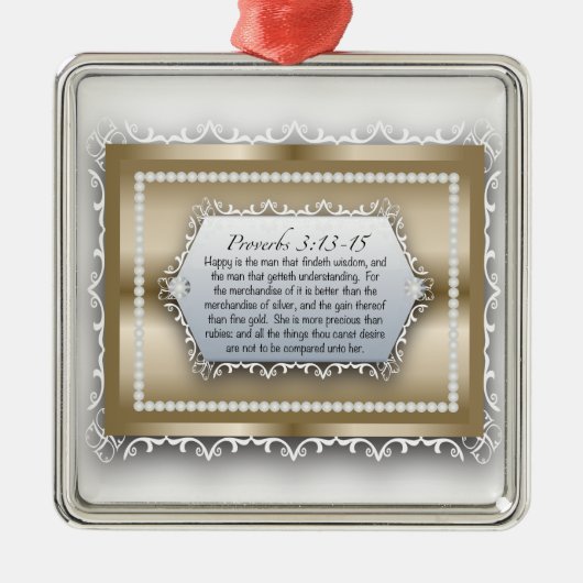 諺の3:13の知恵の金ゴールドのキリスト教の聖書の引用文 メタルオーナメント (正面)