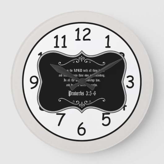 諺の3:5 - 6冊の聖書の詩のカスタムなキリスト教のギフト ラージ壁時計 (正面)
