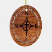 諺の3:6はあなたの道の聖書の詩のコンパスを指示します セラミックオーナメント (右)