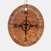諺の3:6はあなたの道の聖書の詩のコンパスを指示します セラミックオーナメント (左)