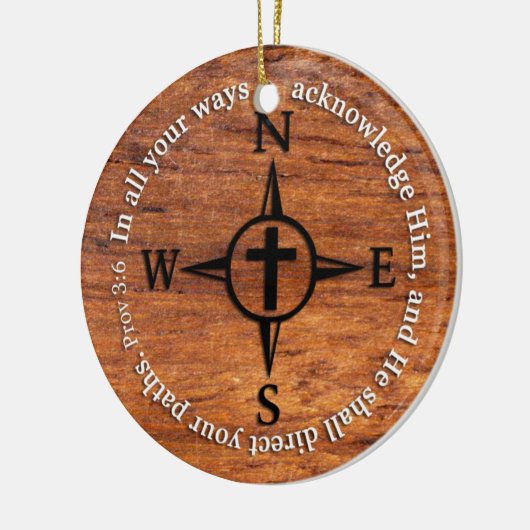 諺の3:6はあなたの道の聖書の詩のコンパスを指示します セラミックオーナメント (左)