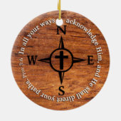 諺の3:6はあなたの道の聖書の詩のコンパスを指示します セラミックオーナメント (裏面)