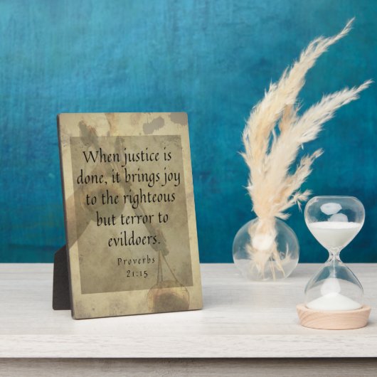 諺21:15正義は正義に喜びをもたらす フォトプラーク (側面)