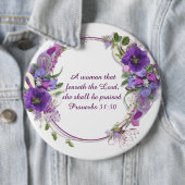 諺31の女性のキリスト教の紫色の花のリース 缶バッジ (インサイチュ)