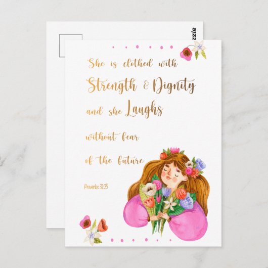 諺31:25彼女は強い服を着ている  ポストカード (正面/裏面)