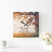 諺3:5すべてのハートを主に信頼 スクエア壁時計 (ホーム)