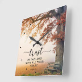 諺3:5すべてのハートを主に信頼 スクエア壁時計 (傾斜)