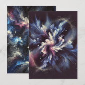 謎に満ちた銀河の美しさを捉えた抽象的なデザイン 招待状 (正面/裏面)