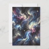 謎に満ちた銀河の美しさを捉えた抽象的なデザイン 招待状 (裏面)