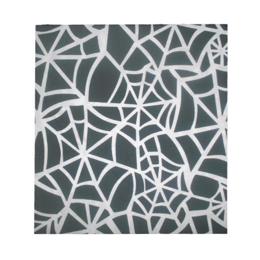 謎のくもの巣:繊細なトラップ – ホワイトスパイダーウェブ ノートパッド (正面)