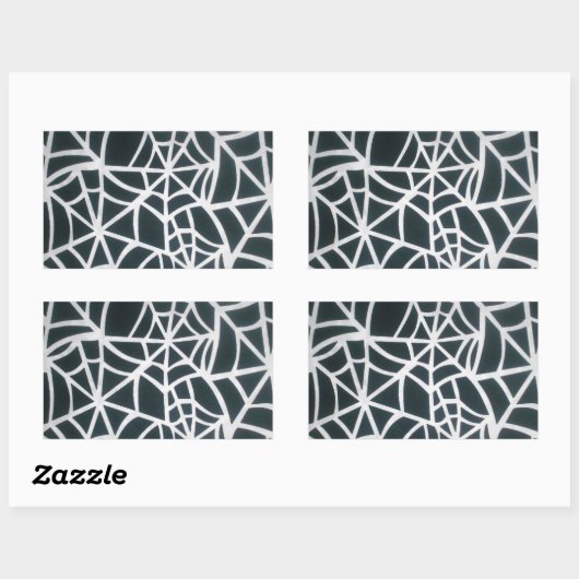 謎のくもの巣:繊細なトラップ – ホワイトスパイダーウェブ 長方形シール (シート)