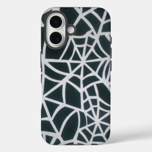 謎のくもの巣：繊細なトラップ – ホワイトスパイダーウェブ iPhone 16ケース