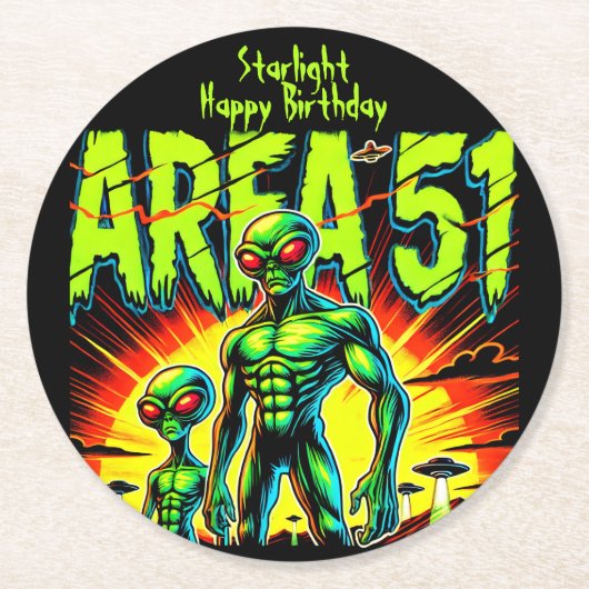 謎のエイリアンがエリア51付近に表示 ラウンドペーパーコースター (正面)