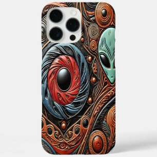 謎のエイリアンが宇宙の鮮やかパターンを探る iPhone 16 PRO MAXケース