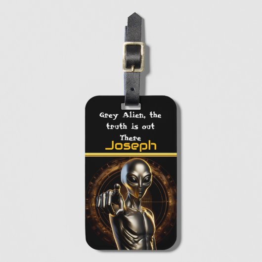 謎のエイリアンが51の影から現れる ラゲッジタグ (正面縦)