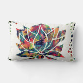 謎のオリエンタルロータスフラワーオリジナル抽象芸術 ランバークッション (裏面)