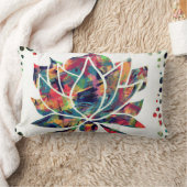 謎のオリエンタルロータスフラワーオリジナル抽象芸術 ランバークッション (ブランケット)