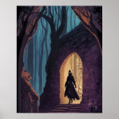 謎のカラフルシーンのデジタル絵画アートワーク ポスター (正面)