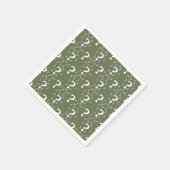 謎のクエスチョンマーク謎のパズルオリーブグリーン スタンダードカクテルナプキン (角)