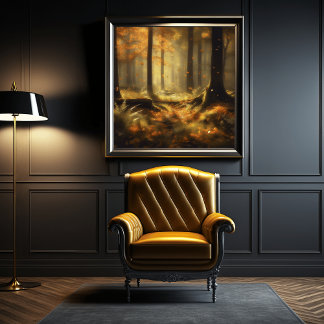 "謎のジャングルキャノピー – 神秘的な黄色の植物 ポスター