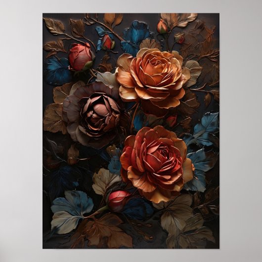 謎のバラ – フラワーズデジタルアートポスター ポスター (正面)