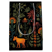 謎のファンタジー動物の黒 ミディアムペーパーバッグ (裏面)