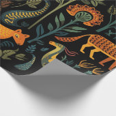 謎のファンタジー動物の黒 ラッピングペーパー (角)