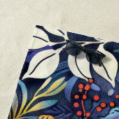 謎のフローラユニークー：ダークブルーアートのパターンP ビーチタオル (インサイチュ)