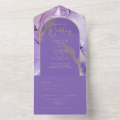 謎のラベンダーと金ゴールドパープル結婚ズ オールインワン招待状 (内側)