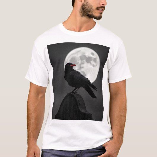 謎のレイブン&満月 – 神秘的な炭A Tシャツ (正面)