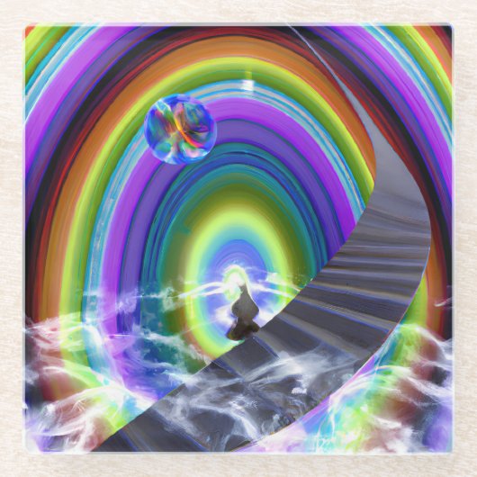 謎の姿が次元間配列で ガラスコースター (正面)