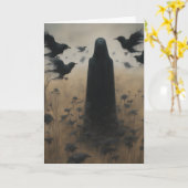 謎の姿インブラックとクロウハロウィーン カード (黄色い花)