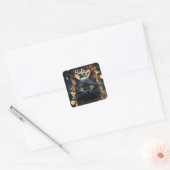 謎の威厳のある黒猫グリッター名 スクエアシール (封筒)