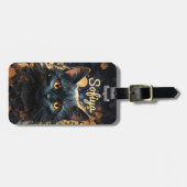 謎の威厳のある黒猫グリッター名 ラゲッジタグ (正面横)