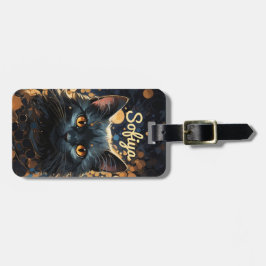 謎の威厳のある黒猫グリッター名 ラゲッジタグ