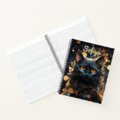 謎の威厳のある黒猫金ゴールドグリッター名 ノートブック (内部)