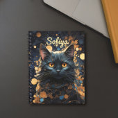 謎の威厳のある黒猫金ゴールドグリッター名 ノートブック