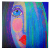 謎の抽象芸術絵を描デジタルの女性 タイル (正面)