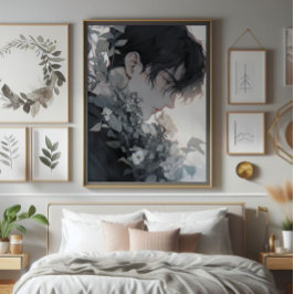 謎の男と花 フォトプリント           