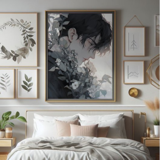 謎の男と花 フォトプリント           