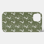 謎の疑問符パズルオリーブグリーンCa Case-Mate iPhoneケース (裏面 (横))