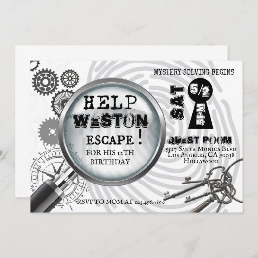 謎の脱出ゲーム招待状 招待状 (正面/裏面)