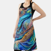 謎の青い波が隠された目の抽象芸術 エプロン (インサイチュ)