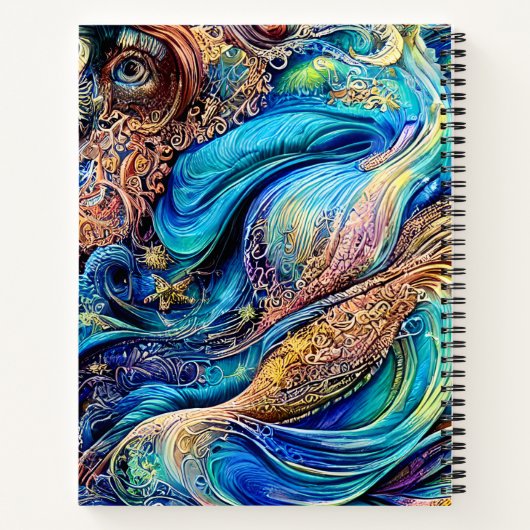 謎の青い波が隠された目の抽象芸術 ノートブック (裏面)