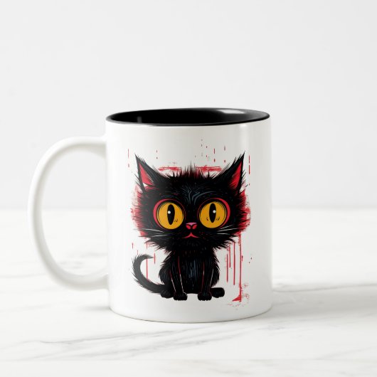 謎の黒猫 ツートーンマグカップ (左)