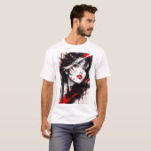 謎めいたアニメの少女 Tシャツ (正面フル)