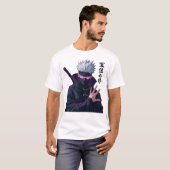 謎めいた白髪の忍者と目白熱［赤熱］光を放つつき Tシャツ (正面フル)