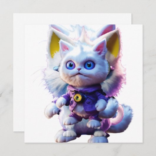 謎めいたCGIホワイトキャットモンスターを発表： 招待状 (正面/裏面)